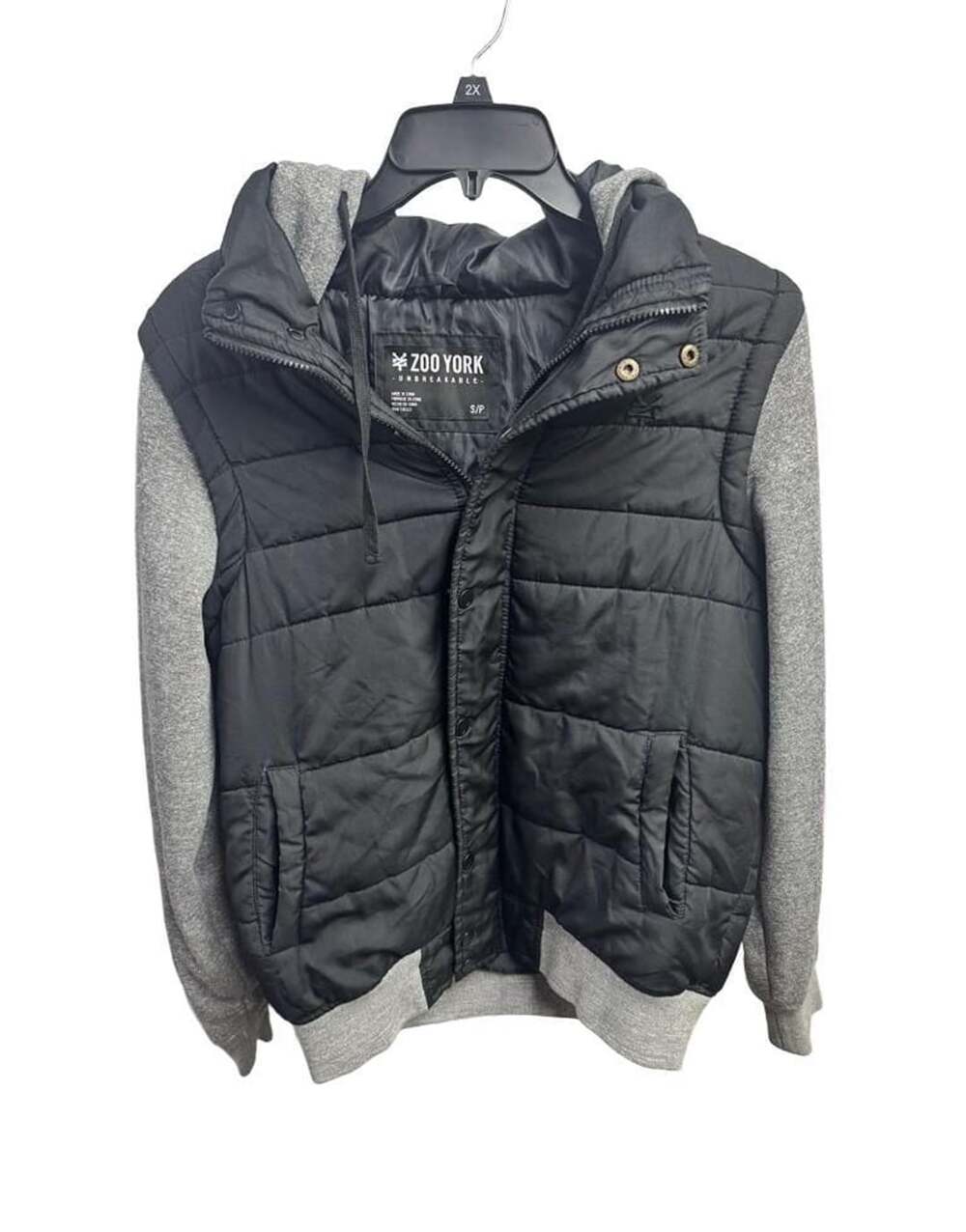 Zoo York Boys Hooded Puffer Jacket Black Gray